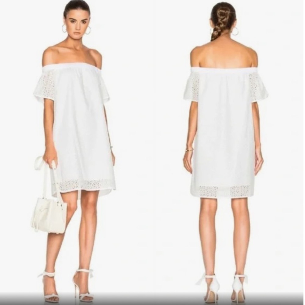 RAG & BONE Womens Flavia Eyelet White Off-the-Shoulder Dress Size M